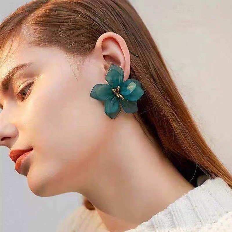 1 Pair Stud Earrings For Women's Birthday Party Evening Gift Alloy Fancy Fashion Petal4