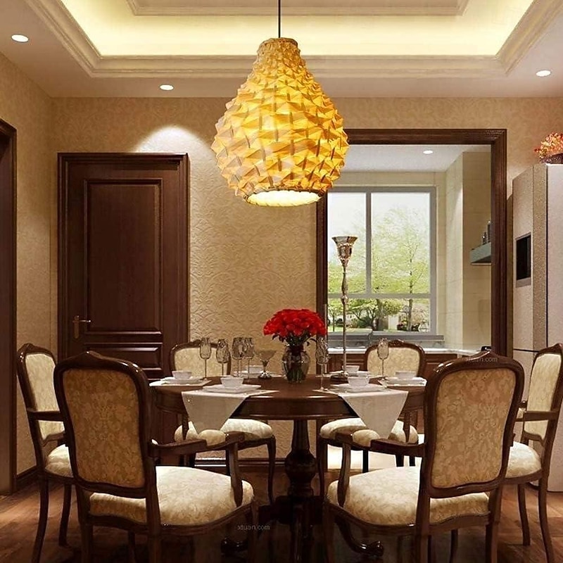 LED Pendant Light Modern Rattan Weaving Pineapple 1-Light Pendant Light 110-240V2