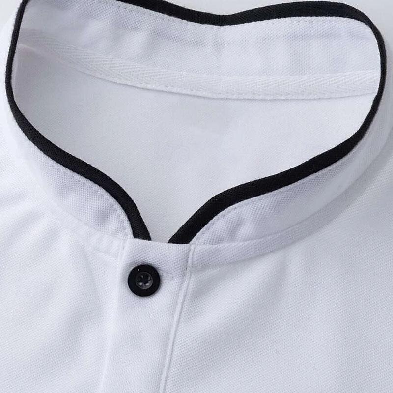 Men's Polo Shirt Collarless Golf Shirts Casual Holiday Stand Collar Banded Collar Short Sleeve Fashion Basic Plain Button Summer Regular Fit Retro Red Black White Brown Polo Shirt3