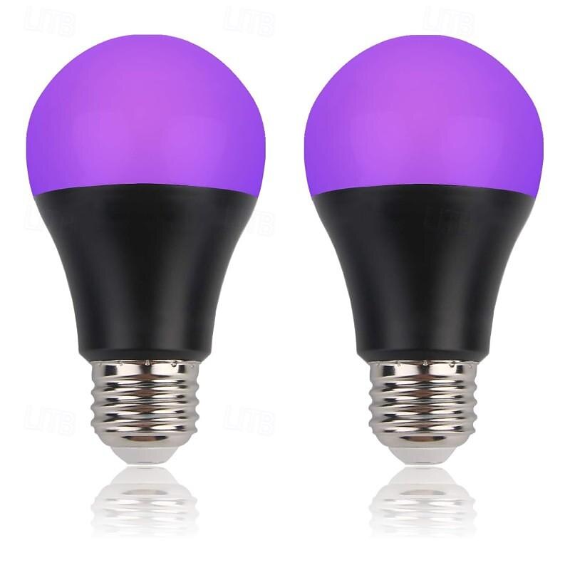 UV LED Black Lights Bulb 9W E27 LED Black Bulb UV Grade 395nm UV Party Body Paint Disco Party Fluorescent Bubble Luminous Party Bedroom UV Light Fluorescent Poster Body Paint