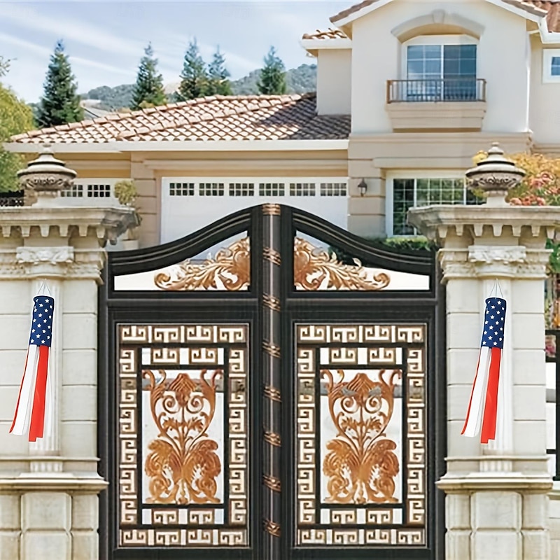 Patriotic Windsock Outdoor Yard Decoration for Independence Day 4th of July, USA Flag Red White Blue Garden Flag Wind Sock4