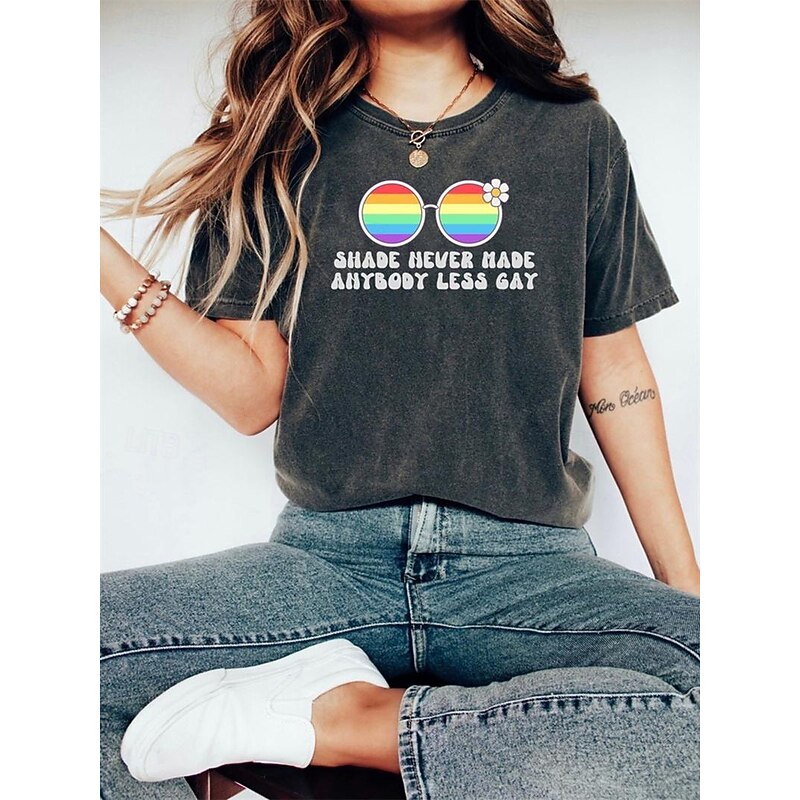 LGBT LGBTQ T-shirt Pride Shirts Shade Never Made Anybody Less Gay Lesbian For Women's Girls' Kid's Adults' Hot Stamping Pride Parade Pride Month4