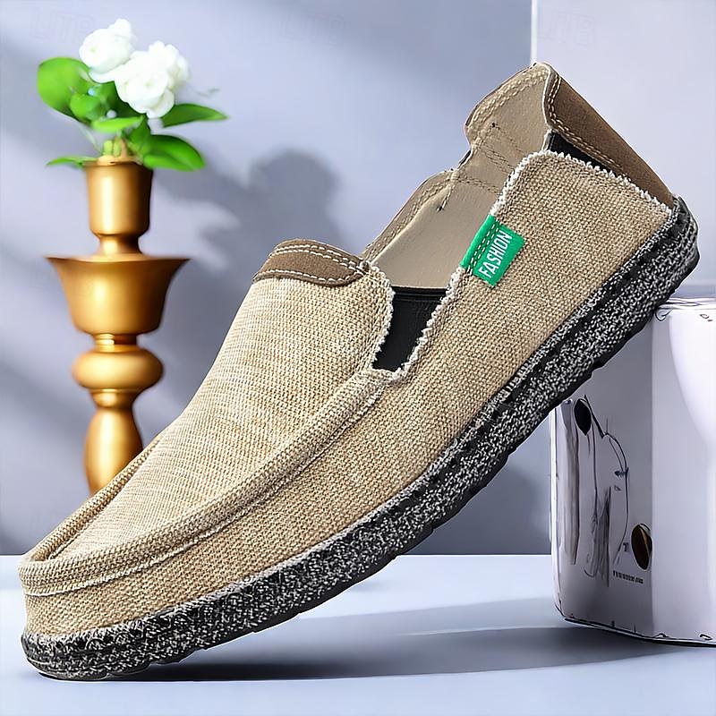 Men's Loafers & Slip-Ons Comfort Loafers Canvas Comfortable Slip Resistant Loafer Blue Khaki Gray2
