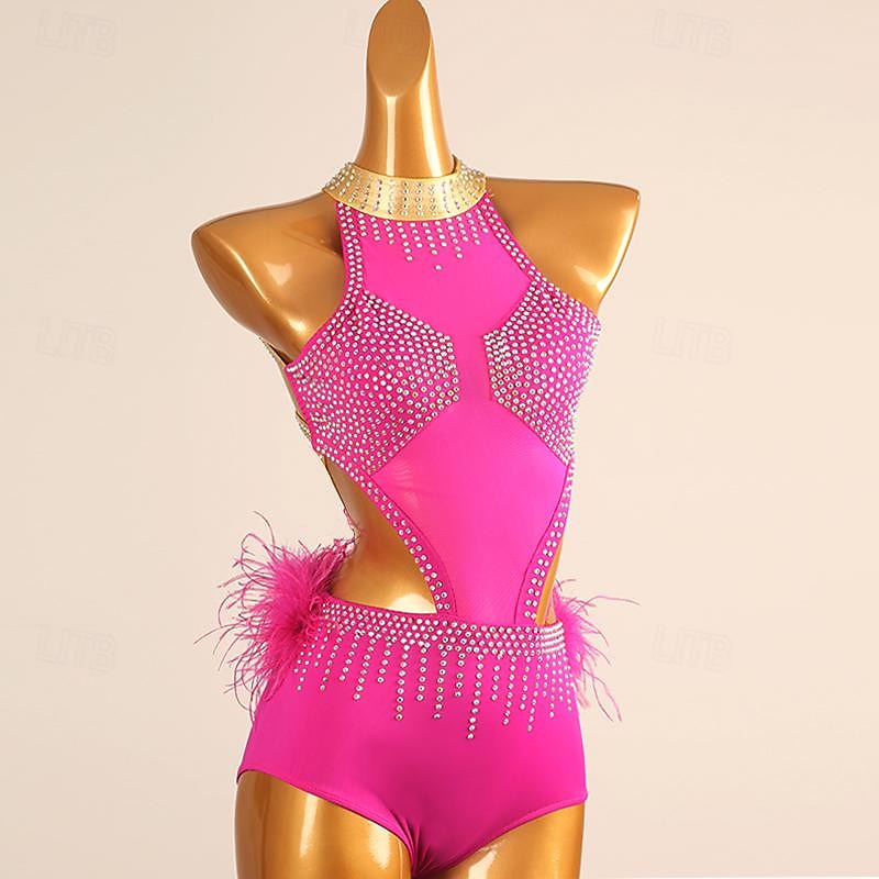 Figure Skating Dress Women's Girls' Ice Skating Dress Rose Red Patchwork Open Back Mesh Spandex High Elasticity Training Competition Skating Wear Classic Sleeveless Ice Skating Figure Skating2