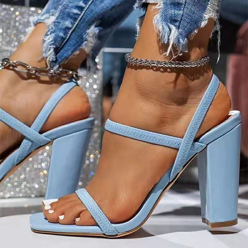Women's Beige Strappy Block Heel Sandals with Open Toe and Minimalist Design, Chic Summer Heels for Parties, Date Nights, and Elegant Casual Wear4