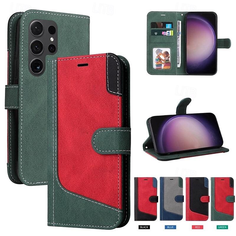 Phone Case For Samsung Galaxy S25 S24 S23 S23 FE S22 S21 Ultra Plus A55 5G A35 5G A25 A15 Wallet Case Magnetic Full Body Protective Kickstand Geometric Pattern TPU PU Leather