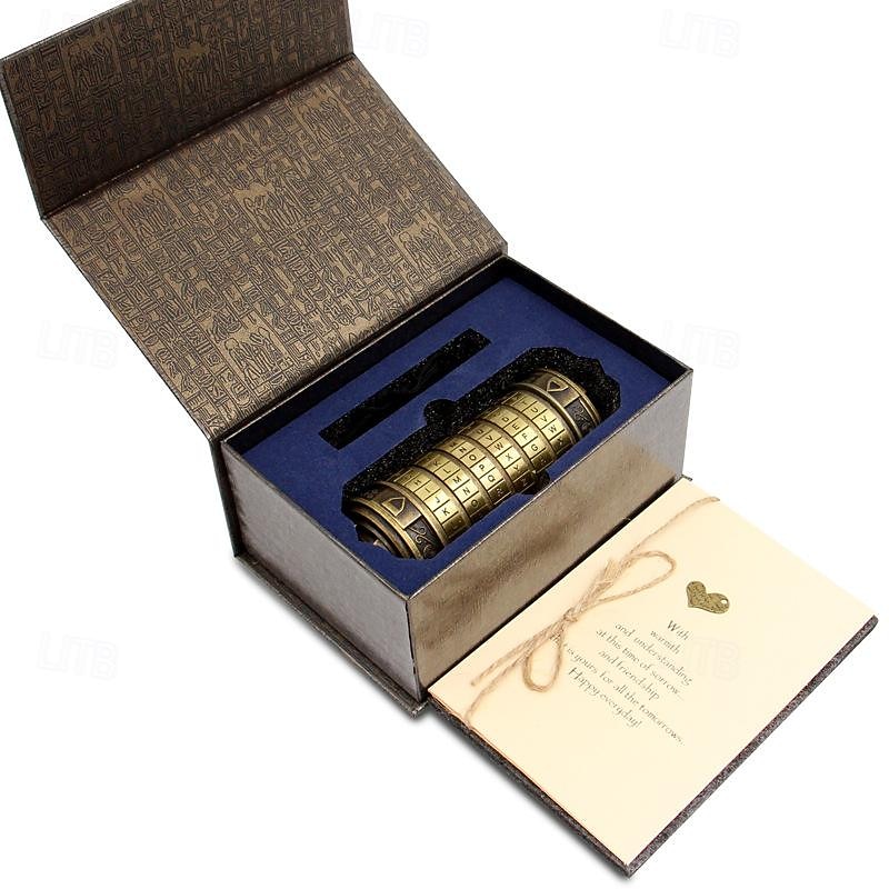 Ancients' Lockbox Puzzle Box,Da Vinci Code Lock in Antique Bronze Perfect Valentine's Day Mother's Day Birthday Gift2