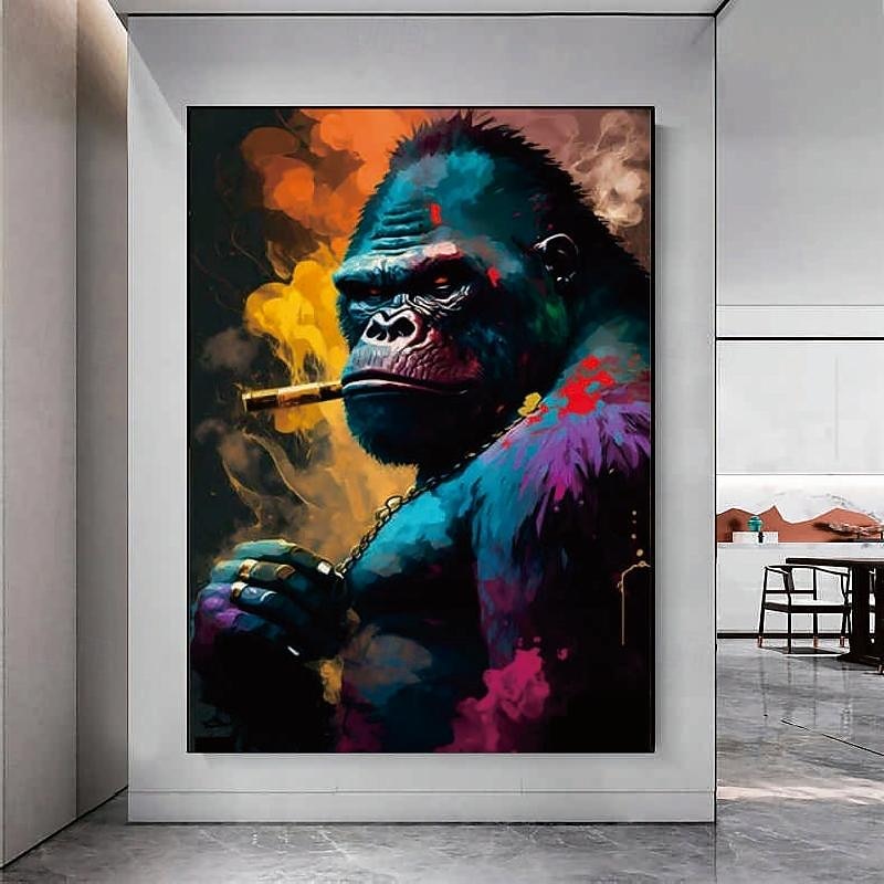 Street art  Oil Painting hand painted  Textured Canvas Art Monkey Animal pop Art painting  Hanmade Monkey Painting Modern artwork for Living Room Wall Decor2