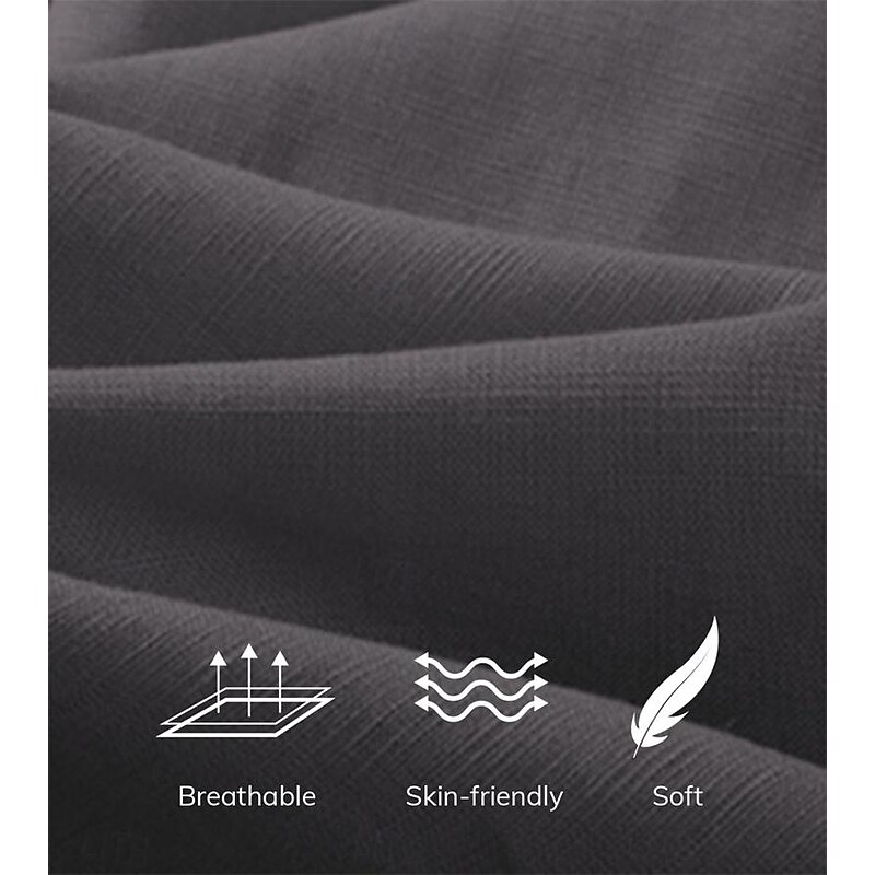 Men's Linen Pants Trousers Summer Pants Front Pocket Straight Leg Plain Comfort Breathable Full Length Wedding Work Business Fashion Basic Khaki Dark Gray4