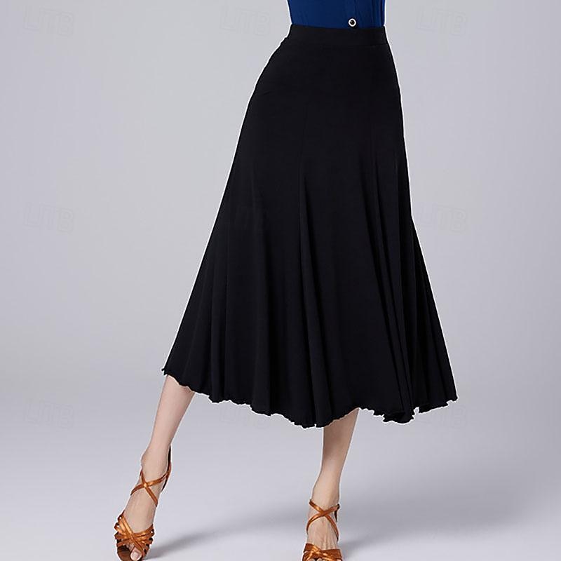 Latin Dance Ballroom Dance Skirts Pure Color Women's Performance Training High Polyester3