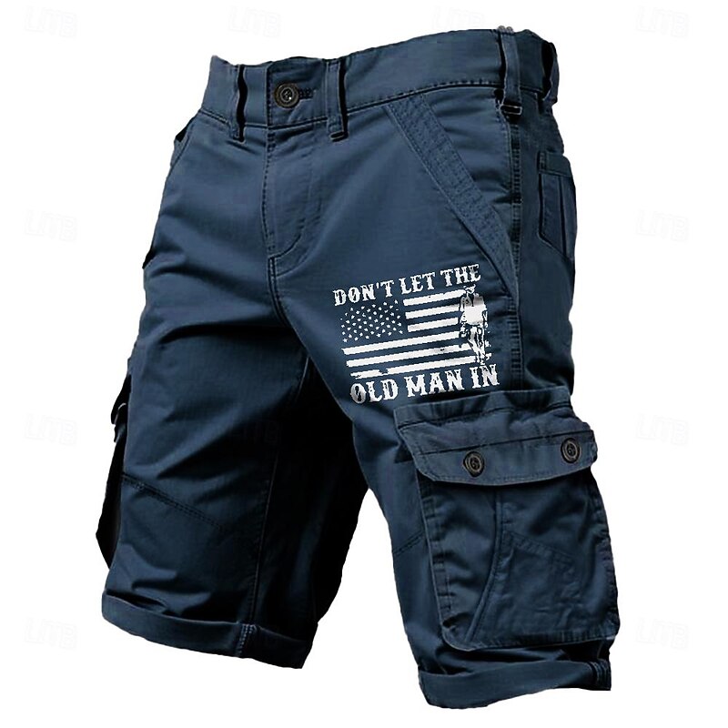 Men's Cargo Shorts Multiple Pockets Old Man Letter Printed Outdoor Short Sports Classic Micro-elastic Shorts3