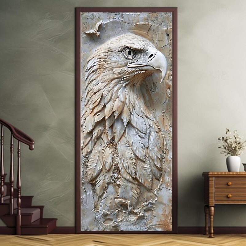 Relief Deer Door Covers Mural Decor Door Tapestry Door Curtain Decoration Backdrop Door Banner Removable for Front Door Indoor Outdoor Home Room Decoration Farmhouse Decor Supplies3