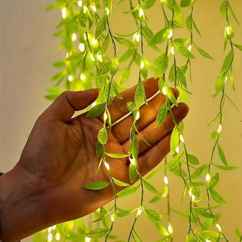 100LED Willow Curtain Lights, 8 Mode Twinkle Fairy String Lights, with USB Plug Decorative Lights, for Christmas Tree Patio Wedding Party Bedroom New Year Decor Lights, Doorplate Pendant Light2