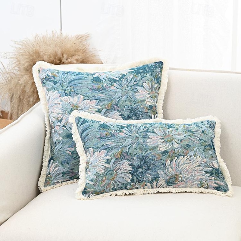 1 pcs Cotton Pillow Cover, Floral Geometric Rectangular Square Traditional Classic4