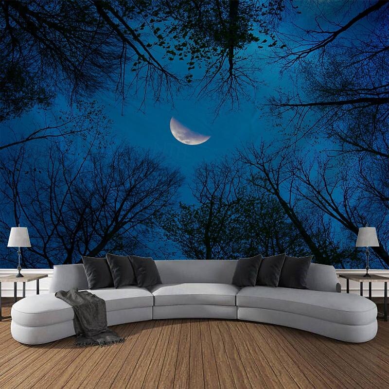 Trippy Forest Landscape Hanging Tapestry Wall Art Large Tapestry Mural Decor Photograph Backdrop Blanket Curtain Home Bedroom Living Room Decoration3