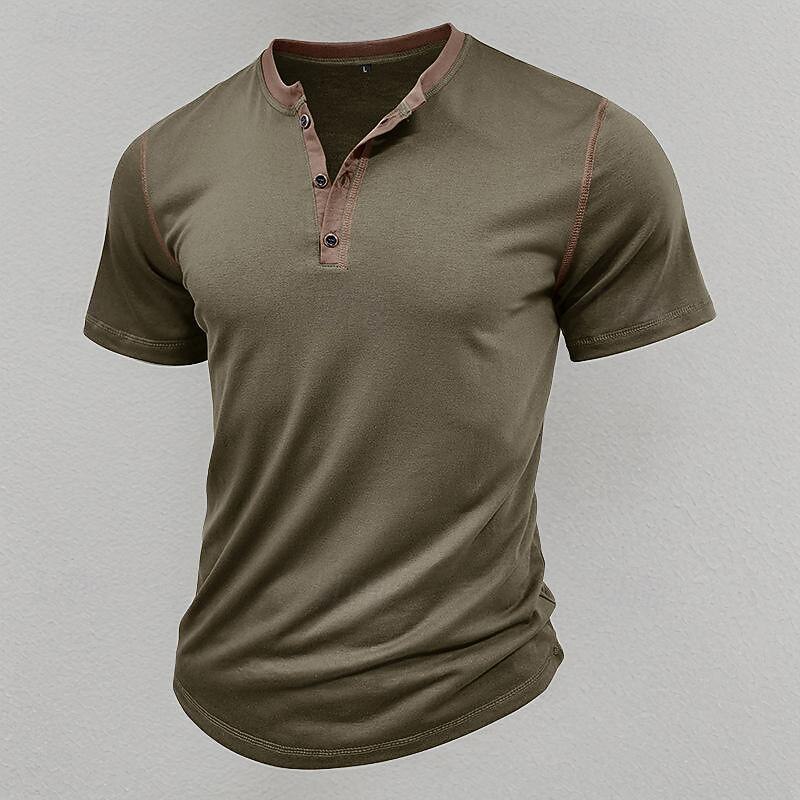 Men's Button T Shirt T Shirt Henley Shirt Tee Short Sleeve Henley Spring & Summer Color Block Fashion Designer Basic Patchwork Vacation Street Going out Wine Black White Top Tee for Men