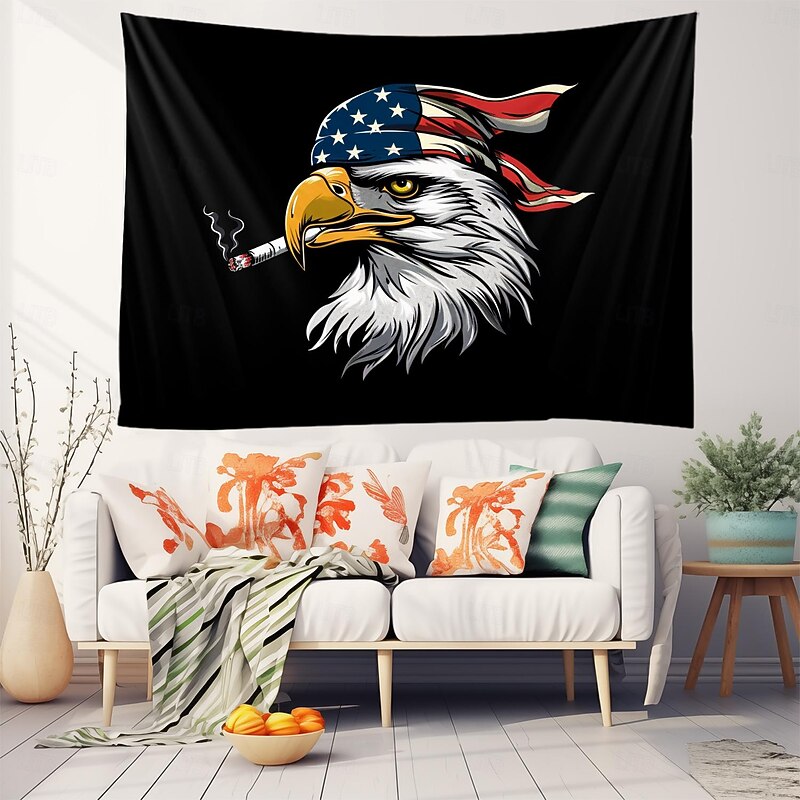 4th of July Independence Day Hanging Tapestry Wall Art Large Tapestry Mural Decor Photograph Backdrop Blanket Curtain Home Bedroom Living Room Decoration Great Eagle2