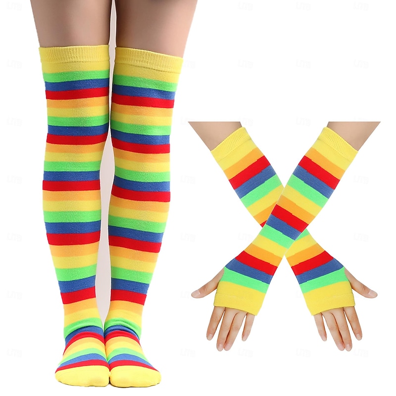 Rainbow Halloween Gloves Socks / Long Stockings LGBT LGBTQ Gay Lesbian Adults' Women's Masquerade Pride Parade Pride Month Easy Halloween Costumes Dress Up4