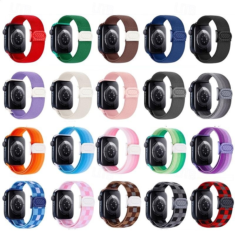 Sport Band Compatible with Apple Watch band 38mm 40mm 41mm 42mm 44mm 45mm 49mm Elastic Adjustable Nylon Strap Replacement Wristband for iwatch Ultra 2 Series 9 8 7 SE 6 5 4 3 2 1
