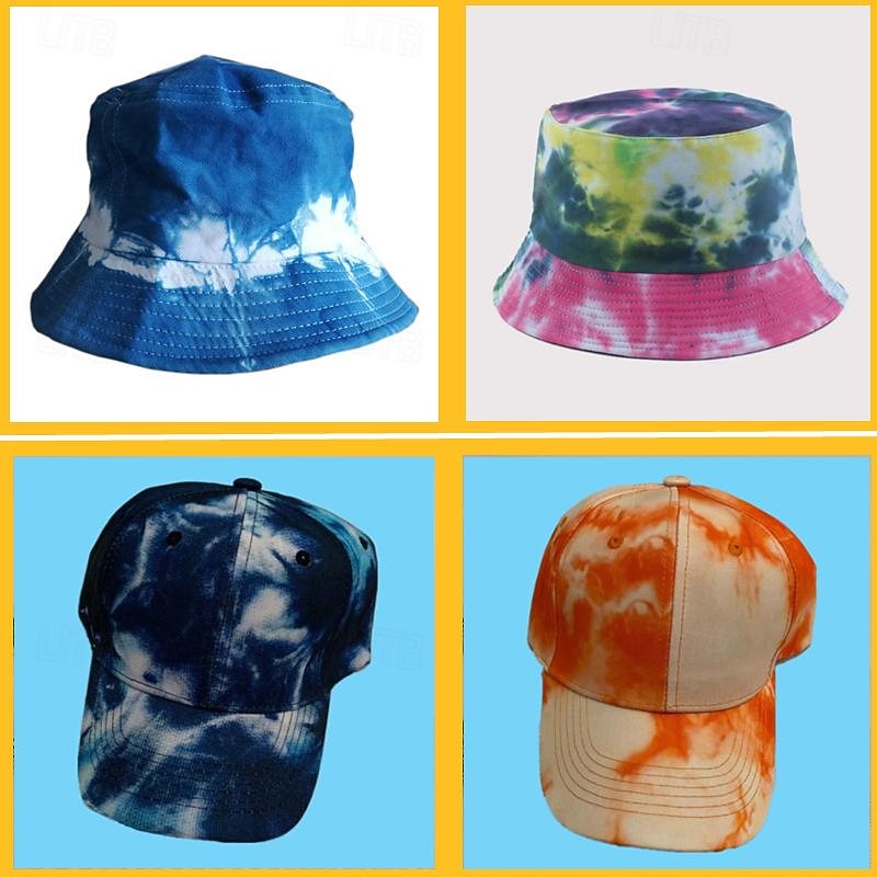 Batik Tie Dye Hat Pure Cotton White Fisherman Hat Baseball Hat Hand-Painted Graffiti White Embryo2
