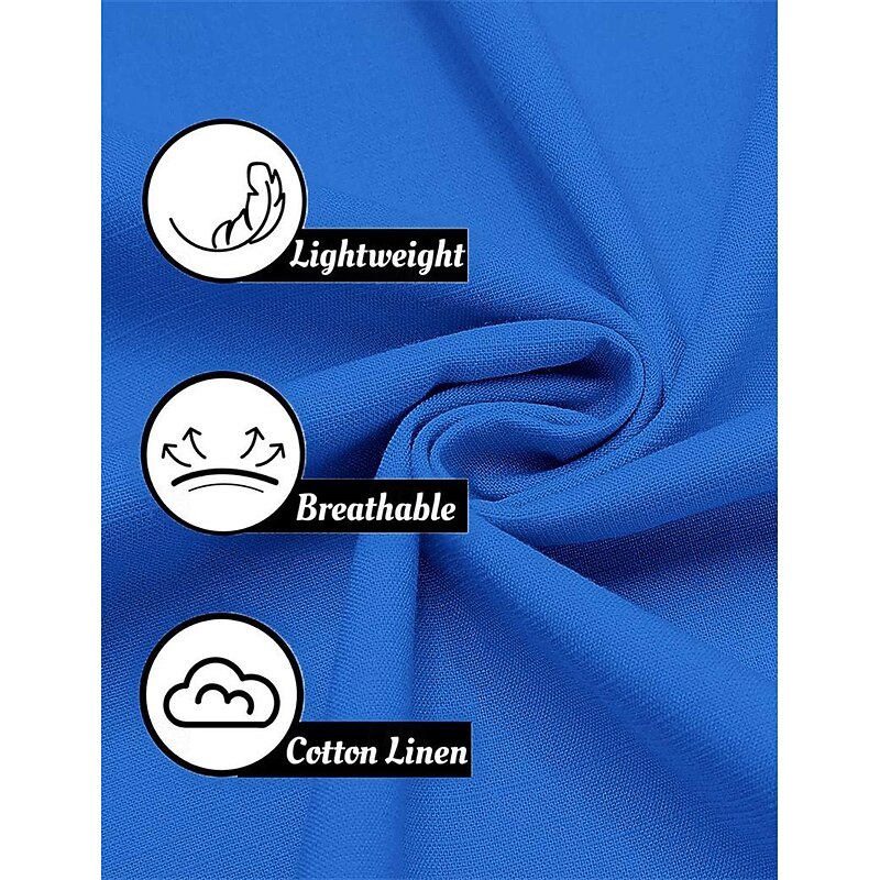 Men's Shirt Linen Shirt Guayabera Shirt Popover Shirt Summer Shirt Beach Wear Plain Vacation Casual White Navy Blue Blue Khaki Short Sleeve Collar Summer Clothing Apparel3