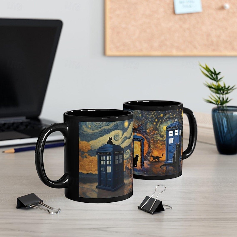Ceramic Doctor Insp Mug Tardis-Inspired Creation Perfect for Creative Souls and Fans of Doctor Who, Making It an Ideal Gift for Those Who Appreciate Imaginative Design3