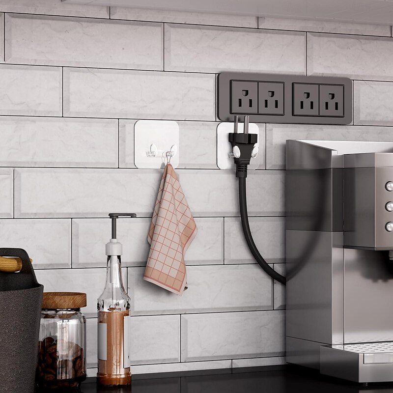 Adhesive Hook -30 Pieces With Adhesive Tape - No Damage No Tools Required No Holes Waterproof And Oil Resistant Very Suitable For Bathroom Kitchen And Home Decoration2