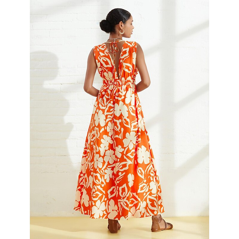 Cotton Resort Wear Sleeveless Floral Maxi Dress2