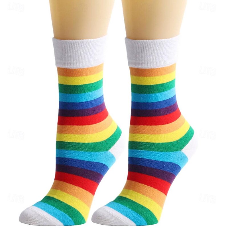 Rainbow Halloween Socks / Long Stockings LGBT LGBTQ Gay Lesbian Adults' Women's Masquerade Pride Parade Pride Month Easy Halloween Costumes Dress Up 9