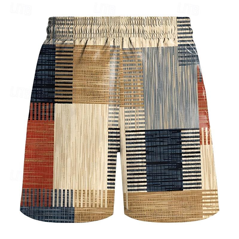 Men's Graphic Plaid Color Block Swim Shorts Board Shorts Swimming Trunks Mid Waist Fashion Streetwear Designer Casual Daily Holiday Pocket Drawstring Elastic Waist Designer Clothing Apparel2