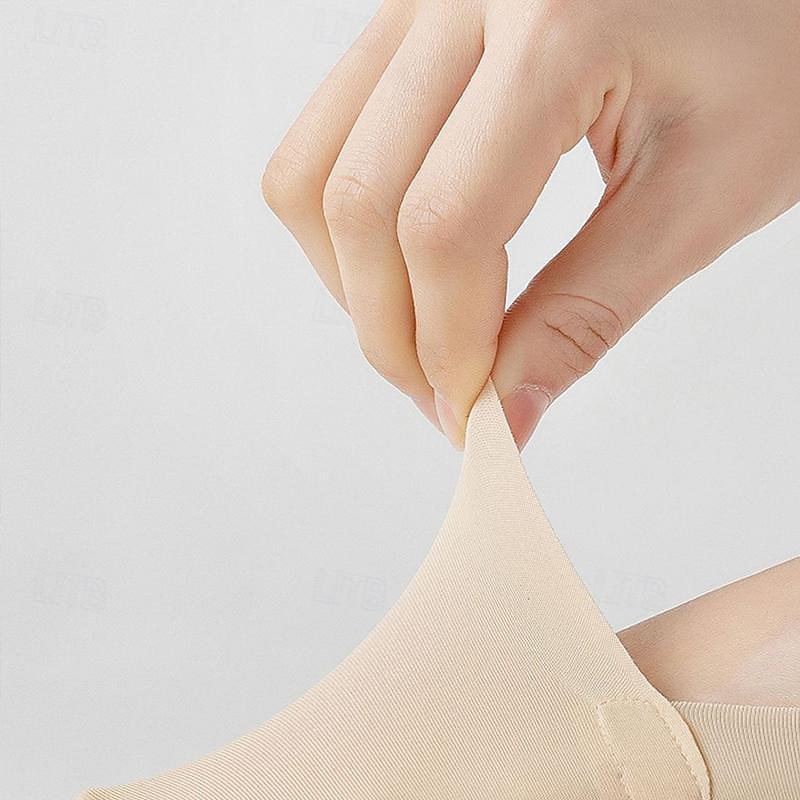 5pcs/set Ice Silk Boat Socks Women's Spring Summer Thin Non-slip Socks Cotton Bottom Socks High Heels Shallow Mouth Invisible Socks4