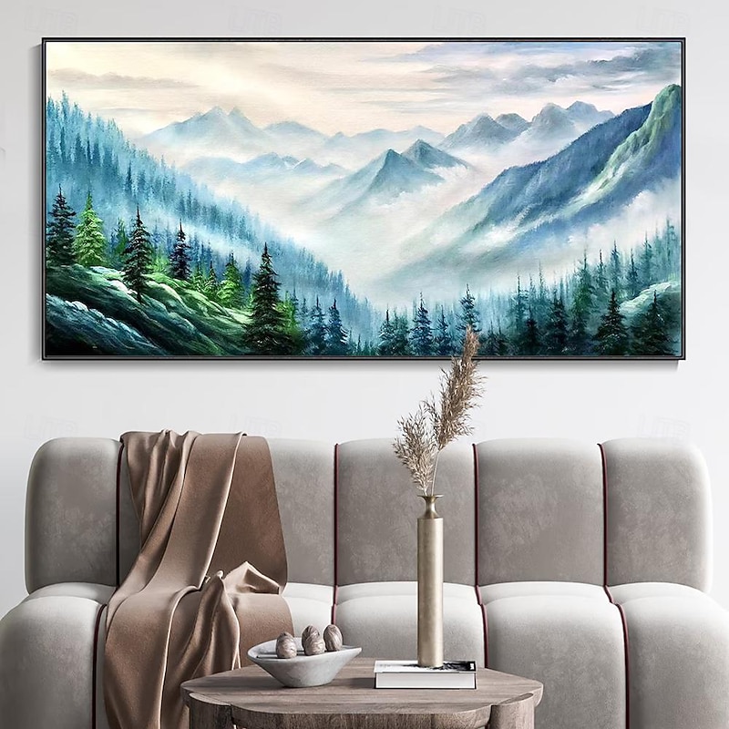 Mintura Handmade Alpine Scenery Oil Paintings On Canvas Large Wall Art Decoration Modern Abstract Tree Landscape Picture For Home Decor Rolled Frameless Unstretched Painting3