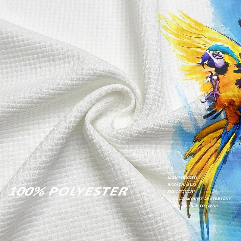 Kentucky Derby Men's Parrot Golf Shirt Short Sleeve Polo Shirts Collared Shirts Casual Beach Wear Vacation Wear Tropical Wear Party Outfits Buttons 3D Print Summer Spring Blue Orange3