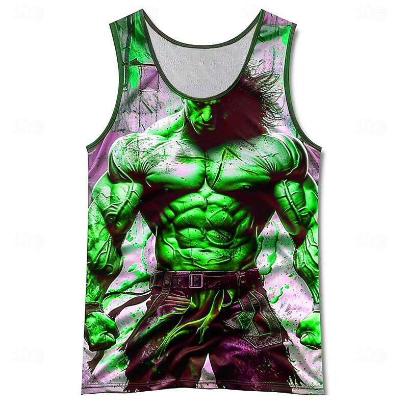 Men's Characters Splash Ink Tank Top Vest Top Undershirt Sleeveless T shirt 3D Print Crew Neck Shirt Fashion Designer Going out Gym Black Blue Orange Summer Spring Clothing Apparel S M L XL XXL XXXL4