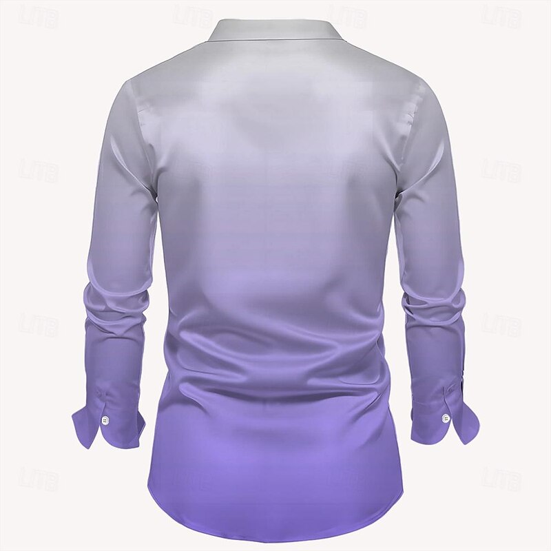 Men's Coconut Tree Tropical Plants Dress Shirt Summer Hawaiian Shirt Button Up Shirt Long Sleeve Shirt Turndown Collared Shirts Fashion Casual Daily Evening Party Yellow Purple S M L3