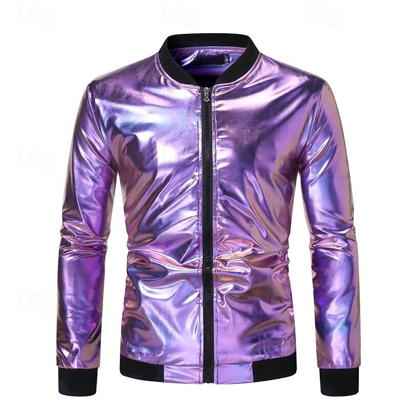Disco 1980s Shiny Metallic Coat Masquerade Disco Fancy Dress Men's Halloween Carnival Masquerade Performance Event / Party Club Adults' Coat3