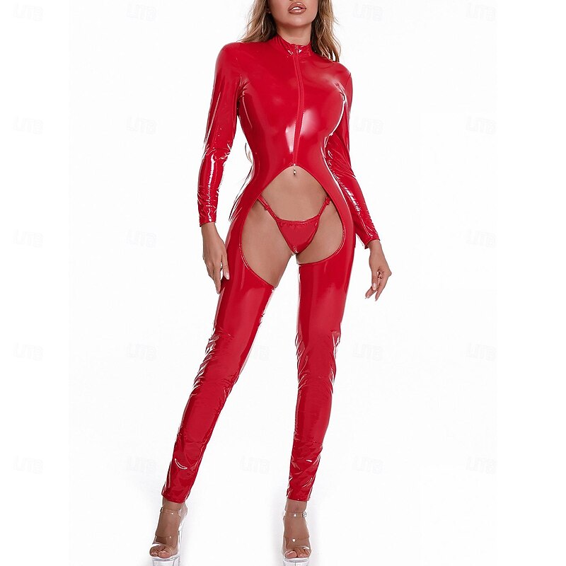 Dance Costumes Exotic Dancewear Pole dance Leotard / Onesie Hollow-out Pure Color Splicing Women's Performance Training Long Sleeve High PU