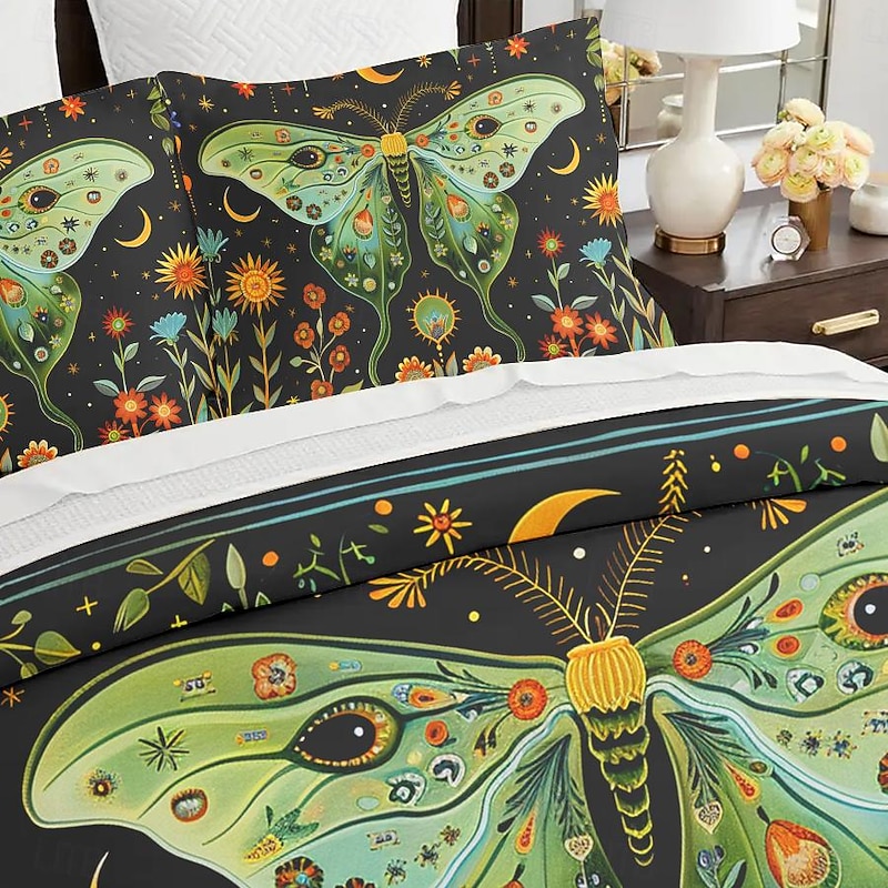 Forest Fairy Tales Duvet Cover Set Cotton Tropical Plants Pattern Set Soft 3-Piece Luxury Bedding Set Home Decor Gift Twin Full King Queen Size Duvet Cover2