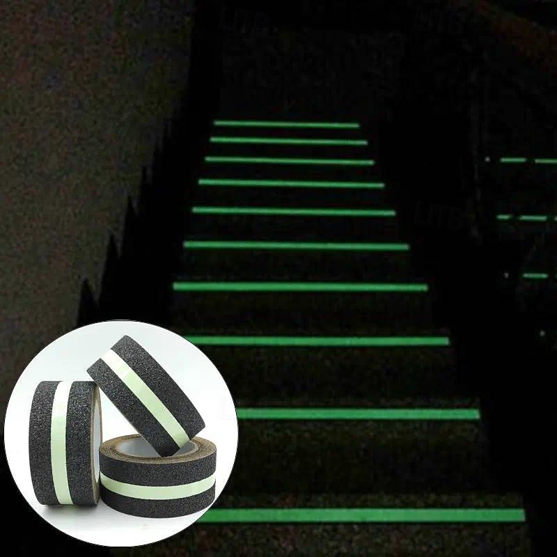 1 Roll Anti-slip Traction Tape With Dark Green Stripe Friction Grinding Adhesive For Indoor Outdoor Stair Treads Glow in the Dark