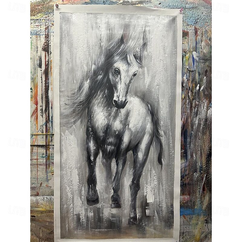Mintura Handmade Horse Oil Paintings On Canvas Wall Art Decoration Modern Abstract Animal Picture For Home Decor Rolled Frameless Unstretched Painting4