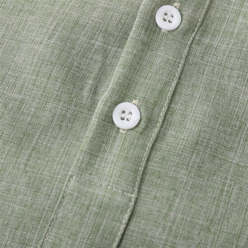 Men's Shirt Linen Shirt Chinese Collar Shirt Mandarin Collar Shirt Casual Shirt Cotton Shirt Plain Vacation Street Black Yellow Light Green Pink Short Sleeve Band Collar Summer Clothing Apparel 24