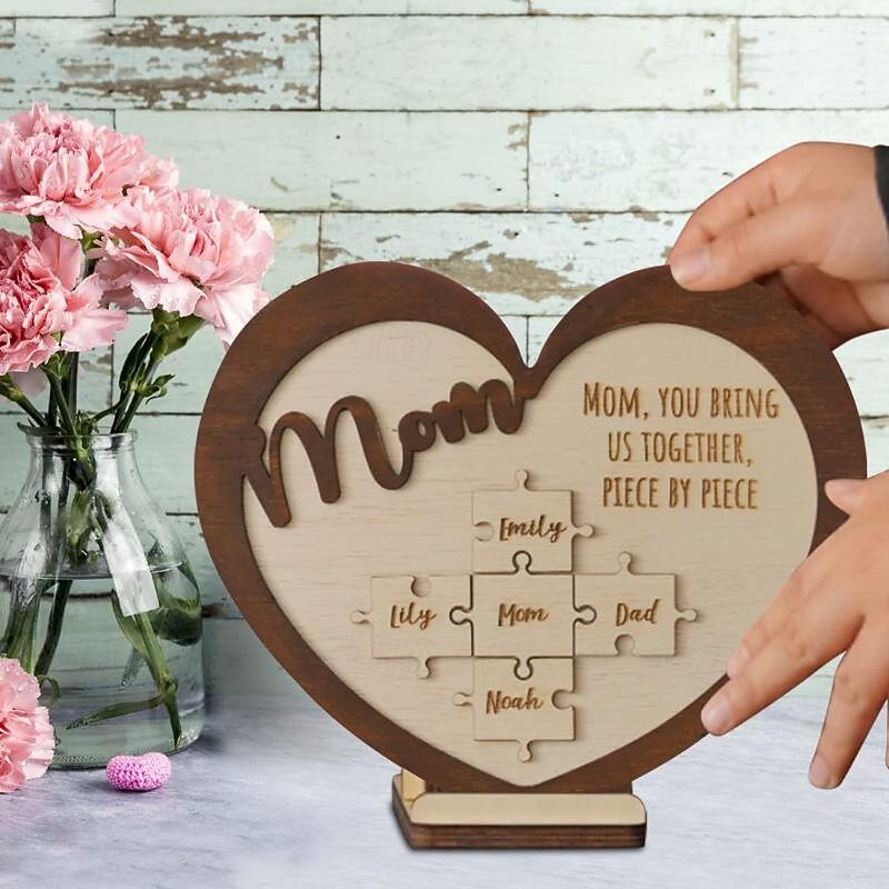 Mother's Day Creative Wooden Love Puzzle Personalized Festival Gift Wooden Craft Decoration2