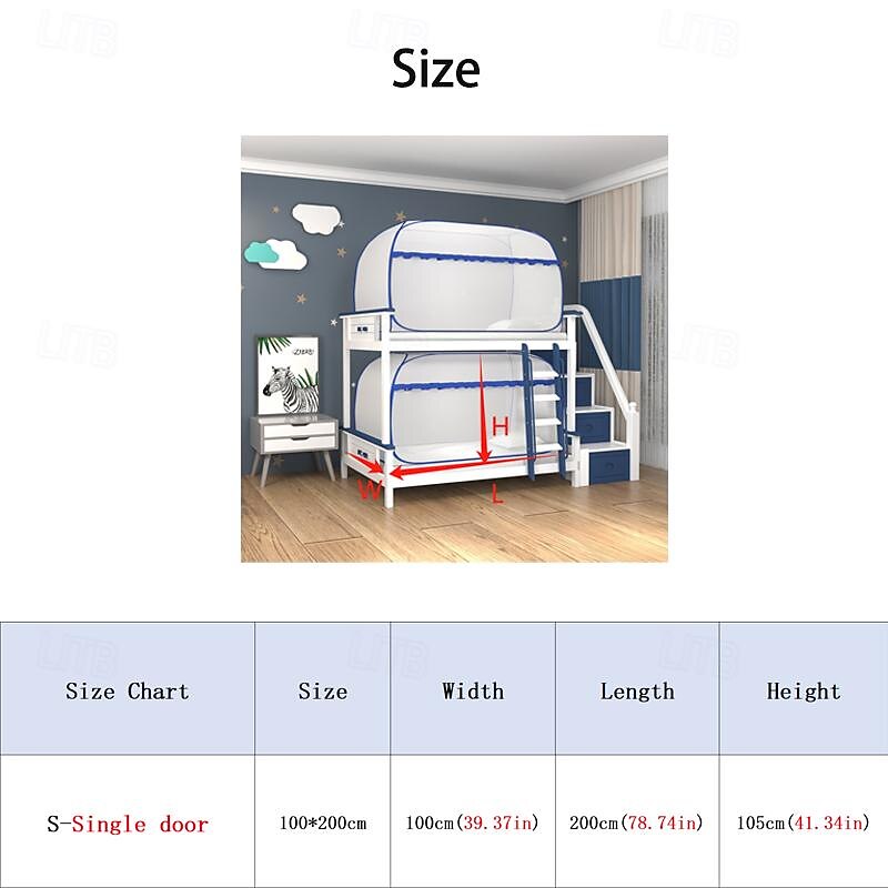 Mosquito Nets for Bunk Bed Getting On and Off the Bed Increase Space All Inclusive Mosquito Net for Bed Single Door Opening Student Mosquito Nets2