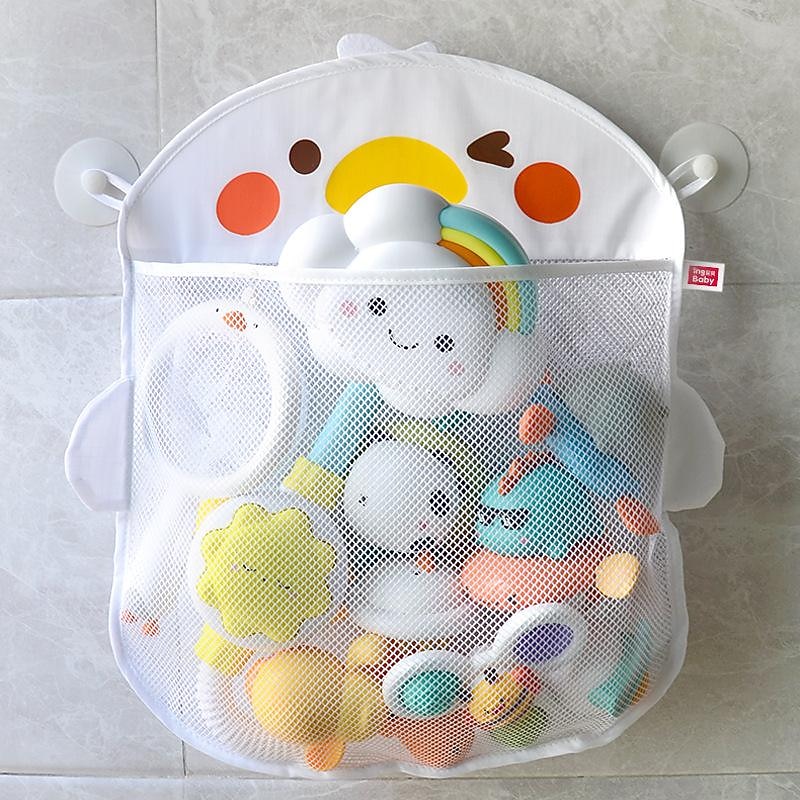 Cute Duck Cartoon Extra Durable Washable Mesh Bathroom Toy Storage Holder Organizer Bath Toy For Children Birthday Gift4