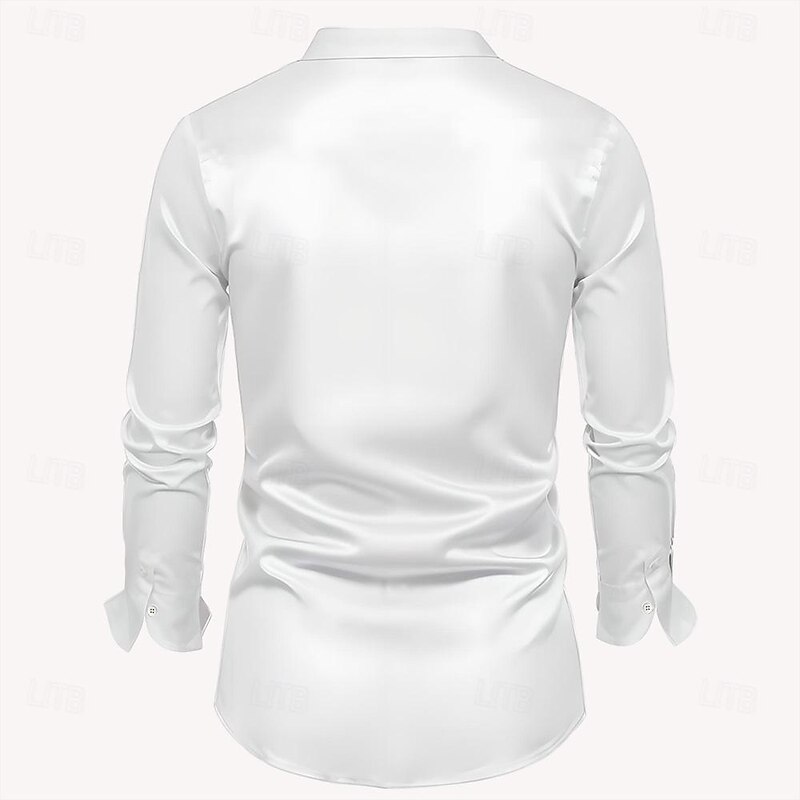 Men's Satin Shirt Dress Shirt Button Up Shirt Vacation Party Black White Yellow Pink Long Sleeve Turndown Fall Spring & Summer Clothing Apparel Print4