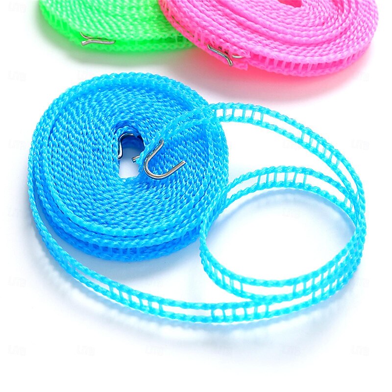 3PCS Windproof Nylon Clothes Drying Rope Pink Blue Green Adjustable Clothes Drying Rope Travel Clothing Line Portable Laundry Line Suitable For Indoor And Outdoor Camping Family Hotels