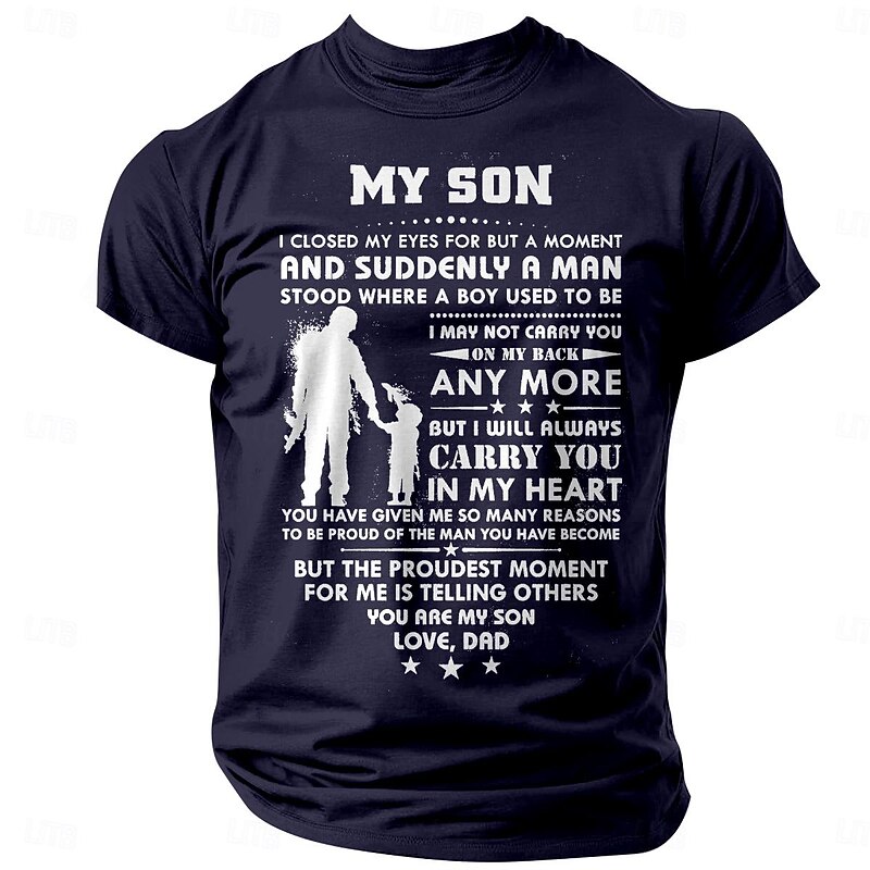 Men's Graphic Short Sleeve T-Shirt: 'My Son, Love Dad' Proud Father Message Tee, Sentimental Family Gift2