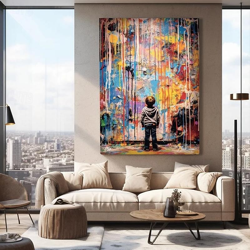 Street  art oil painting Hand painted Cityscape Oil Painting handmade Textured Canvas Art Skyline Landscape Art Urban Street Scene Painting Modern artwork for Living Room Wall Decor
