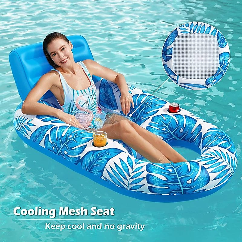 New Inflatable Floating Drainage Upper Leisure Inflatable Floating Bed Leaf Inflatable Net Floating Row With Backrest Inflatable Hammock