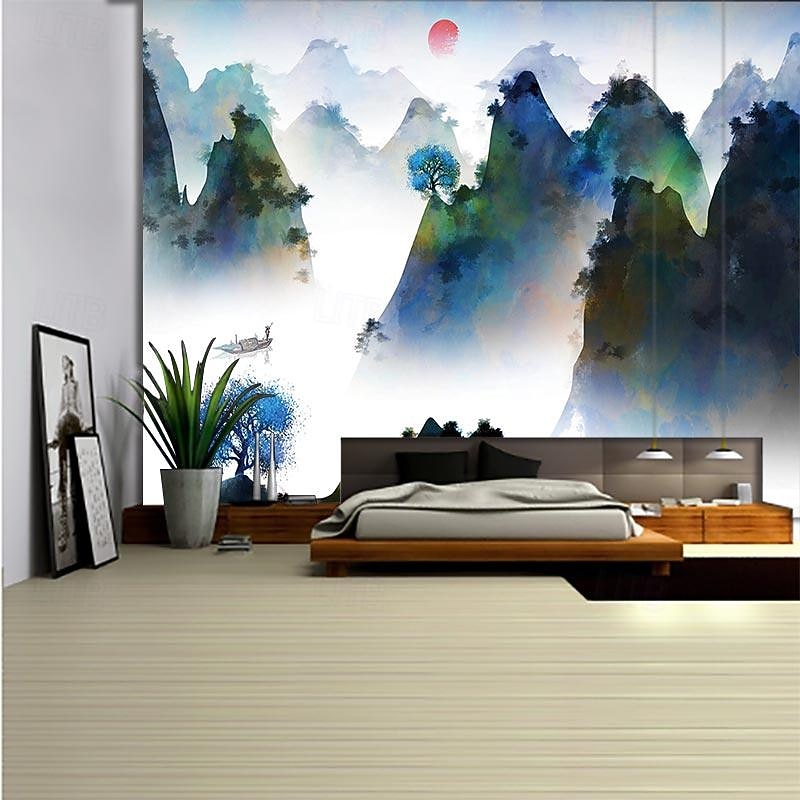 Chinese Painting Hanging Tapestry Wall Art Large Tapestry Mural Decor Photograph Backdrop Blanket Curtain Home Bedroom Living Room Decoration2
